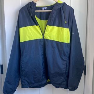 Mens Starter Dark Grey and green zip-up windbreaker
